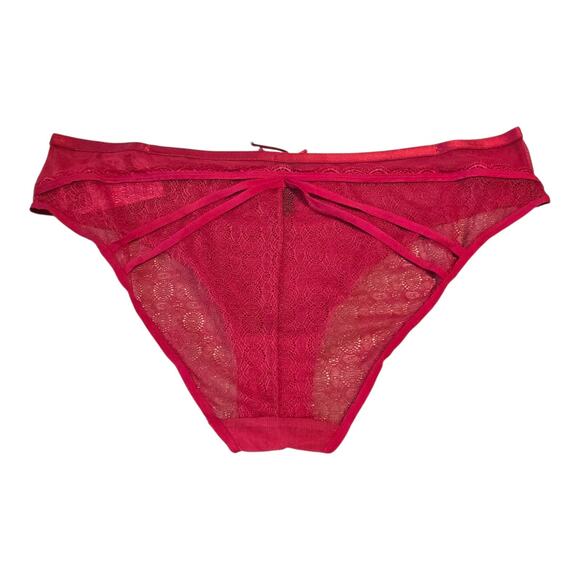 Smart & Sexy The Curvy Collection High Rise Cheekini Womens 10 Red Lace Mesh - Picture 2 of 8